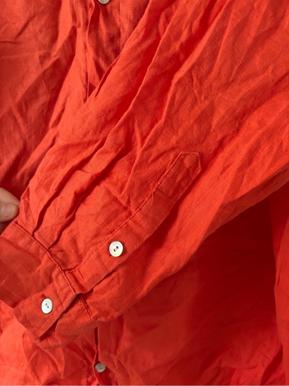 ROVE linen summer shirt dress in bright coral - beautiful red orange 100% linen - Picture 5 of 8
